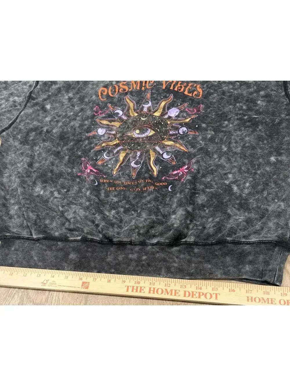 Black Acid Washed “Cosmic Vibes” No Boundaries Sweater No Tag‎ Size XXL